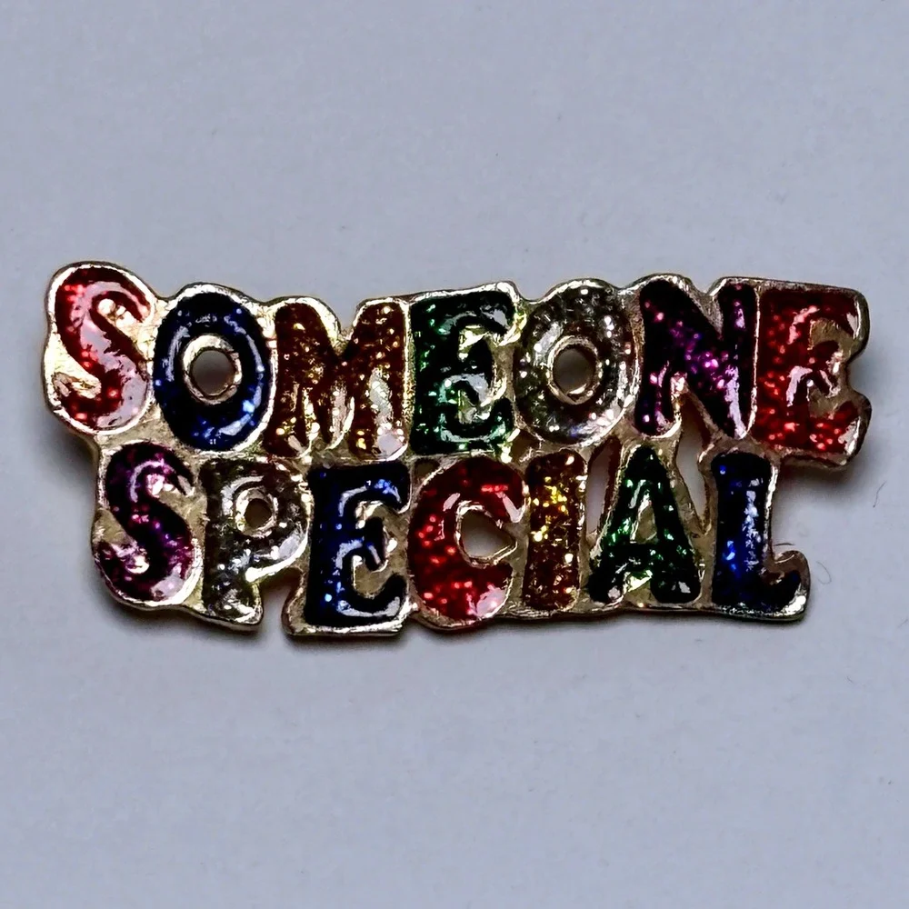 Glitter Someone Special Enamel Brooch Retro Kitsch rainbow Y2k Kidcore 90s